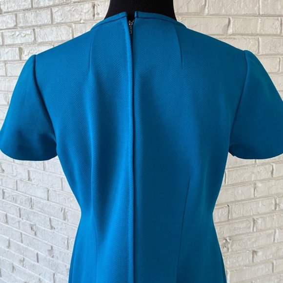 Vintage 60s 70s Turquoise Babydoll Mod Aline Dress - Picture 4 of 9